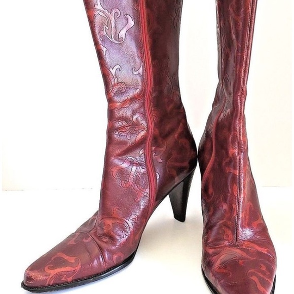 Donald J. Pliner, Shoes, Donald J Pliner Ladies Italian Leather Red Bottom  High Heeled Cowboy Boots